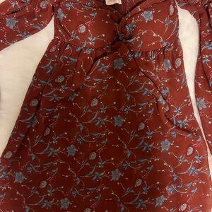 Alythea Brown Floral Blouse with Blue Accents